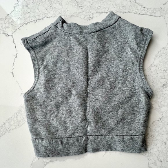 Nasty Gal High Neck Wrap Front Crop Top | Small | Grey - Picture 4 of 7